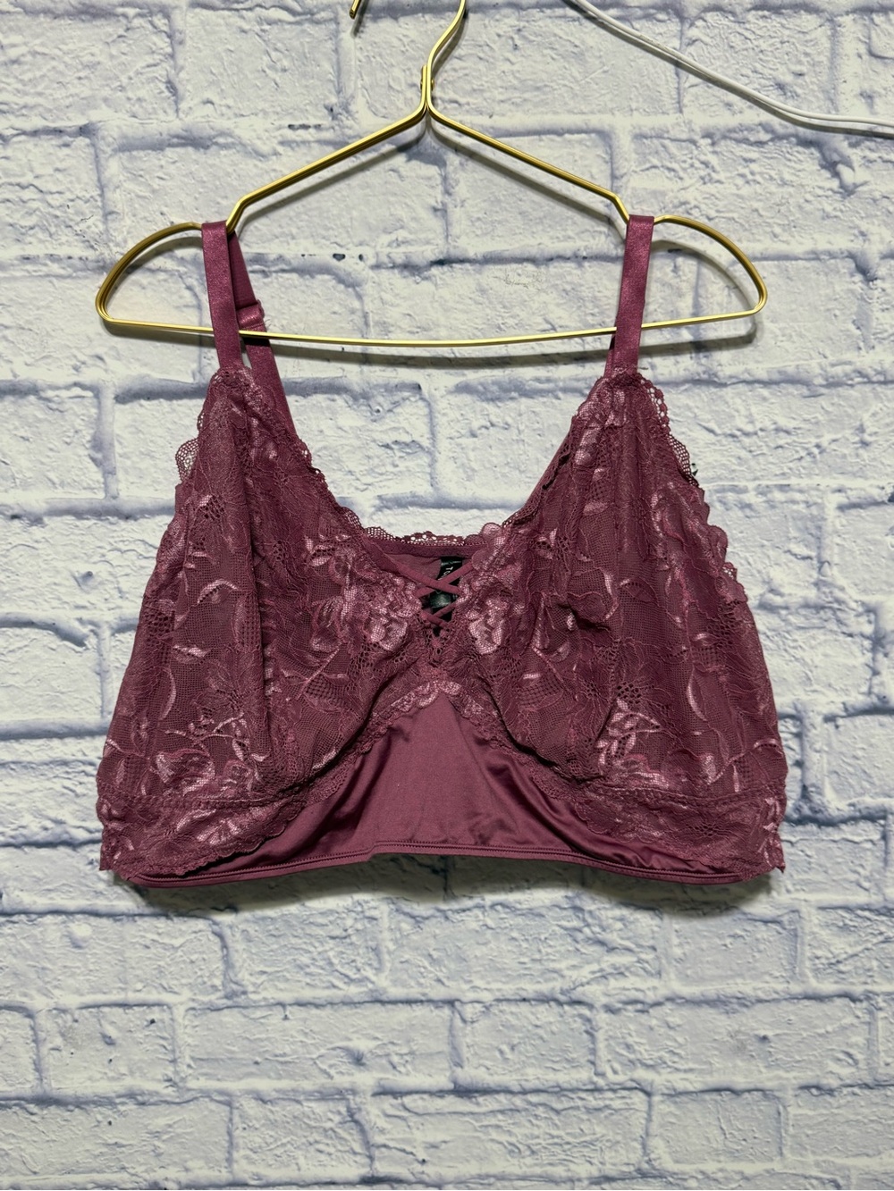 Torrid Mauve Pink Unlined Lace Longline Lattice Bralette 4